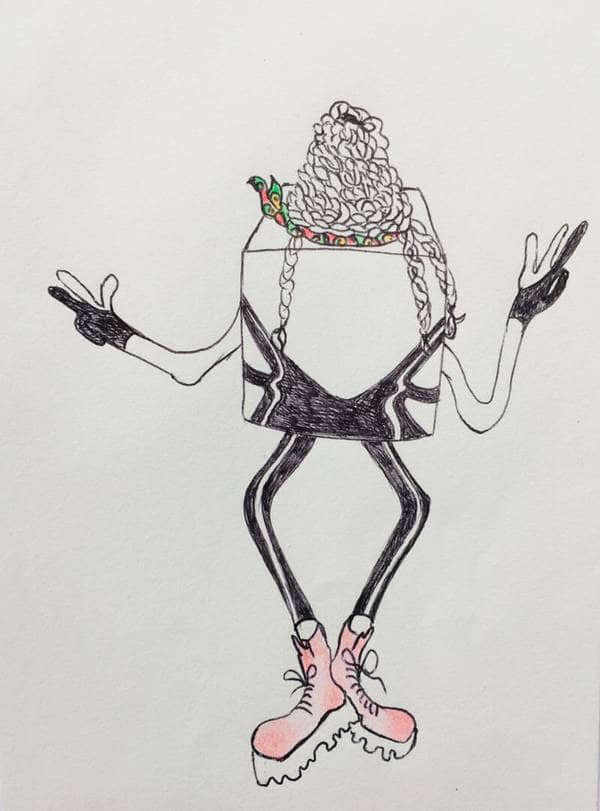 "Dancehall", pen and pencil on paper, 2018.