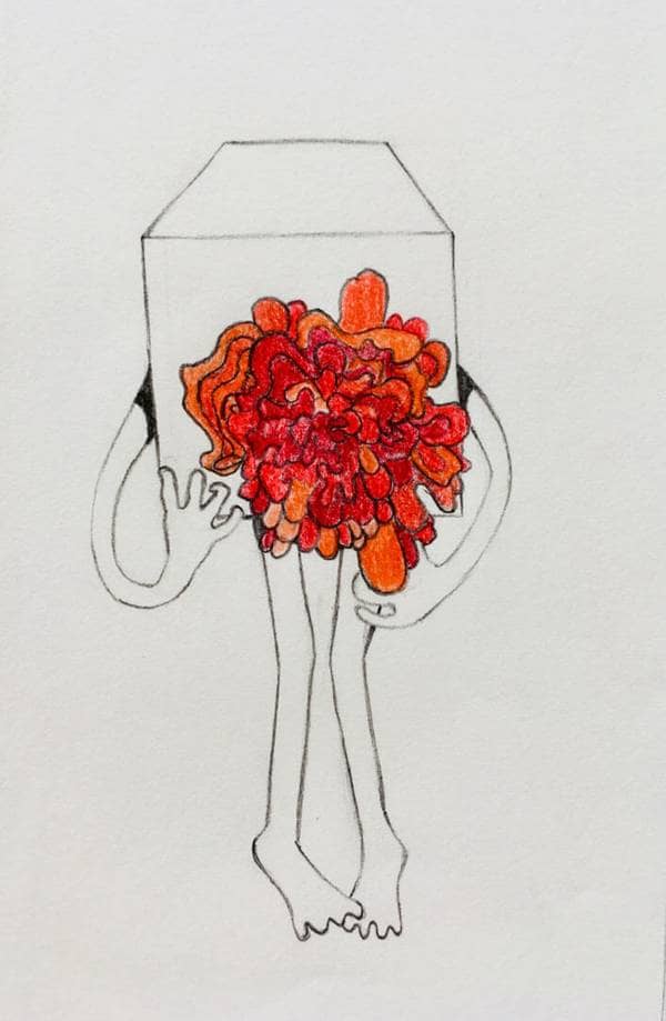 "Feeling a Bit Like Bursting", pencil on paper, 2018.