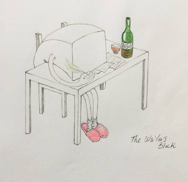 "The Writer's Block", pencil on paper, 2018.
